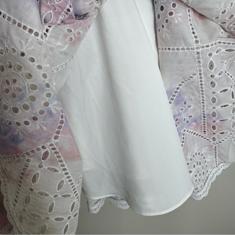 NWT Gianni Bini Christa Eyelet Tiered Pastel Mini Dress Pink Purple Size 8 - Picture 8 of 13